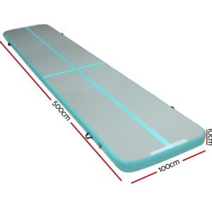 Everfit GoFun 5X1M Inflatable Air Track Mat Tumbling Floor Home Gymnastics Green | Fitness Equipment Store