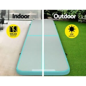 Everfit GoFun 5X1M Inflatable Air Track Mat Tumbling Floor Home Gymnastics Green | Fitness Equipment Store