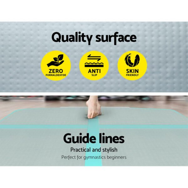 Everfit GoFun 5X1M Inflatable Air Track Mat Tumbling Floor Home Gymnastics Green | Fitness Equipment Store
