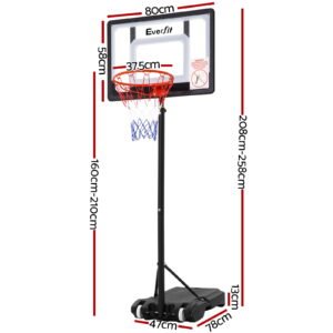 Everfit 2.1M Basketball Hoop Stand System Adjustable Portable Pro Kids Clear | Fitness Equipment Store