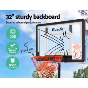 Everfit 2.1M Basketball Hoop Stand System Adjustable Portable Pro Kids Clear | Fitness Equipment Store