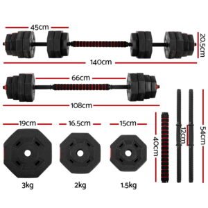 Everfit 40kg Dumbbells Barbell Set Adjustable Dumbbell Weight Lifting | Fitness Equipment Store
