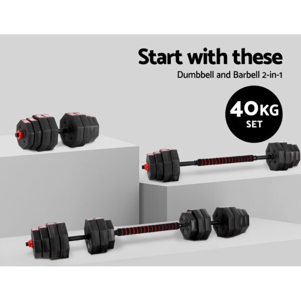 Everfit 40kg Dumbbells Barbell Set Adjustable Dumbbell Weight Lifting | Fitness Equipment Store
