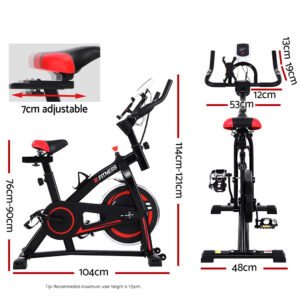 Spin Exercise Bike Flywheel Fitness Commercial Home Workout Gym Machine Bonus Phone Holder Black | Fitness Equipment Store