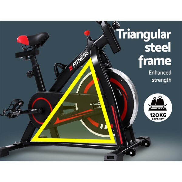Spin Exercise Bike Flywheel Fitness Commercial Home Workout Gym Machine Bonus Phone Holder Black | Fitness Equipment Store