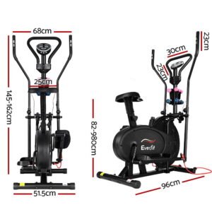 Everfit Exercise Bike 6 in 1 Elliptical Cross Trainer Home Gym Indoor Cardio | Fitness Equipment Store