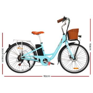 Phoenix 26 Inch Electric Bike Urban Bicycle eBike Removable Battery Blue | Fitness Equipment Store