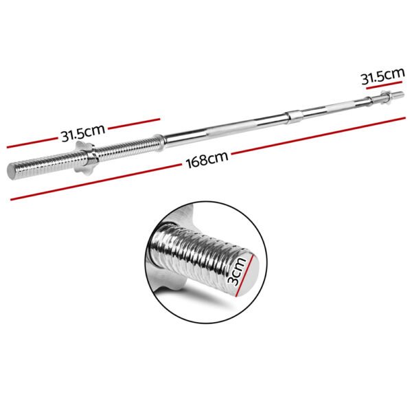 Everfit 168CM 5.5FT Barbell Bar Fitness Weight Plates Dumbbells Row | Fitness Equipment Store