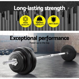 Everfit 168CM 5.5FT Barbell Bar Fitness Weight Plates Dumbbells Row | Fitness Equipment Store