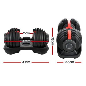 Everfit 24kg Dumbbells Adjustable Dumbbell Weight Plates Home Gym | Fitness Equipment Store