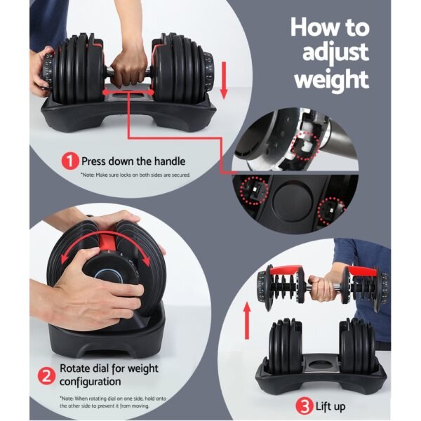 Everfit 24kg Dumbbells Adjustable Dumbbell Weight Plates Home Gym | Fitness Equipment Store