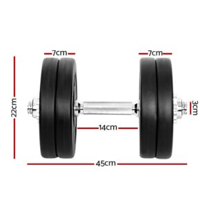 Everfit 25kg Dumbbell Set Weight Plates Dumbbells Lifting Bench | Fitness Equipment Store