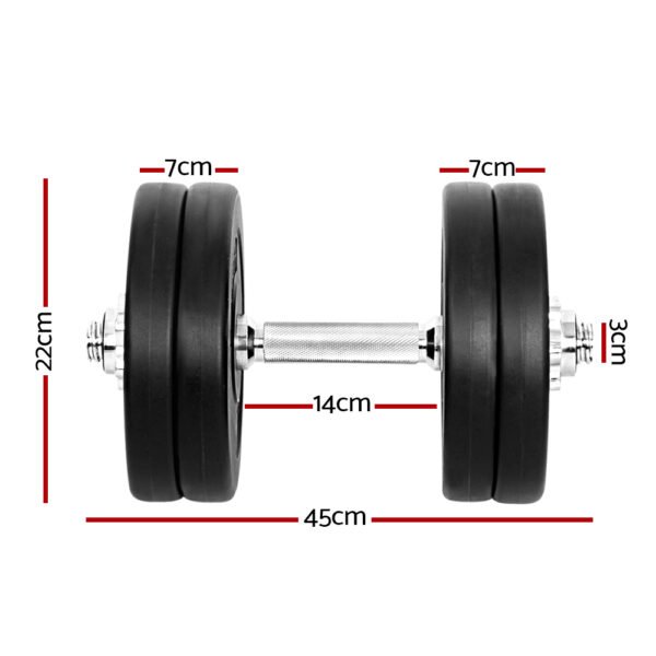 Everfit 25kg Dumbbell Set Weight Plates Dumbbells Lifting Bench | Fitness Equipment Store