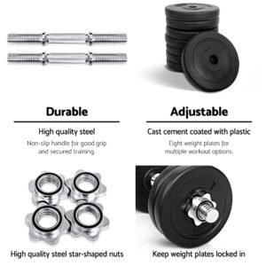 Everfit 25kg Dumbbell Set Weight Plates Dumbbells Lifting Bench | Fitness Equipment Store