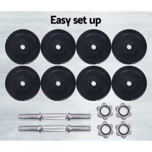 Everfit 25kg Dumbbell Set Weight Plates Dumbbells Lifting Bench | Fitness Equipment Store