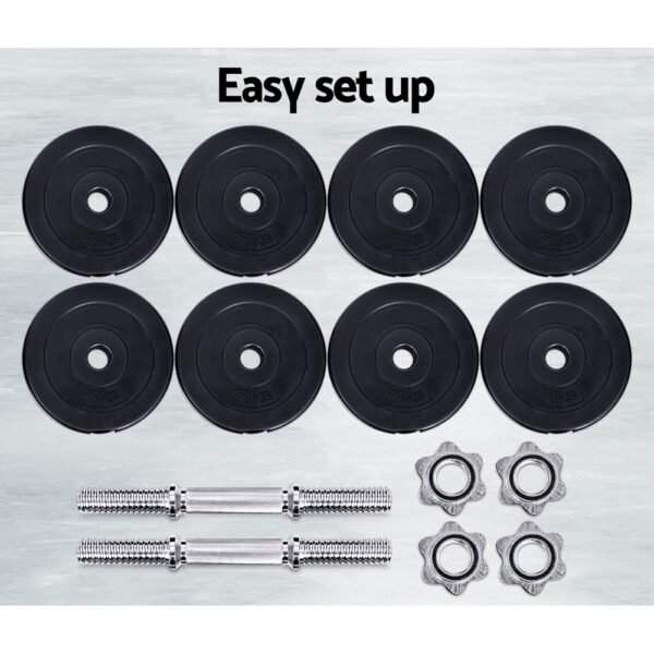 Everfit 25kg Dumbbell Set Weight Plates Dumbbells Lifting Bench | Fitness Equipment Store