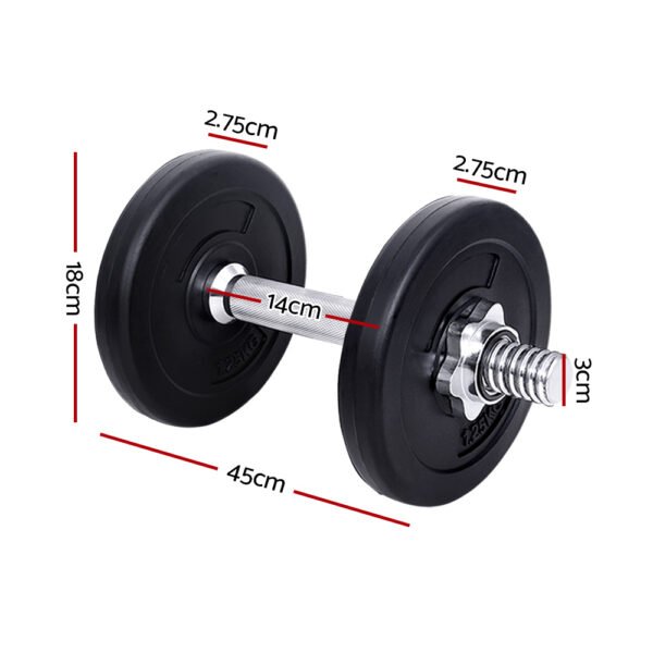 Everfit 10kg Dumbbell Set Weight Plates Dumbbells Lifting Bench | Fitness Equipment Store