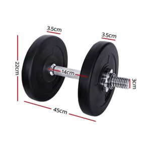 Everfit 15kg Dumbbell Set Weight Plates Dumbbells Lifting Bench | Fitness Equipment Store