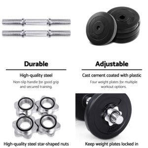 Everfit 15kg Dumbbell Set Weight Plates Dumbbells Lifting Bench | Fitness Equipment Store