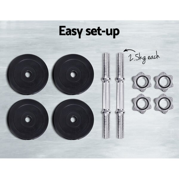 Everfit 15kg Dumbbell Set Weight Plates Dumbbells Lifting Bench | Fitness Equipment Store