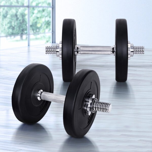 Everfit 15kg Dumbbell Set Weight Plates Dumbbells Lifting Bench | Fitness Equipment Store