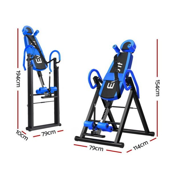 Everfit Inversion Table Gravity Exercise Inverter Back Stretcher Home Gym Blue | Fitness Equipment Store