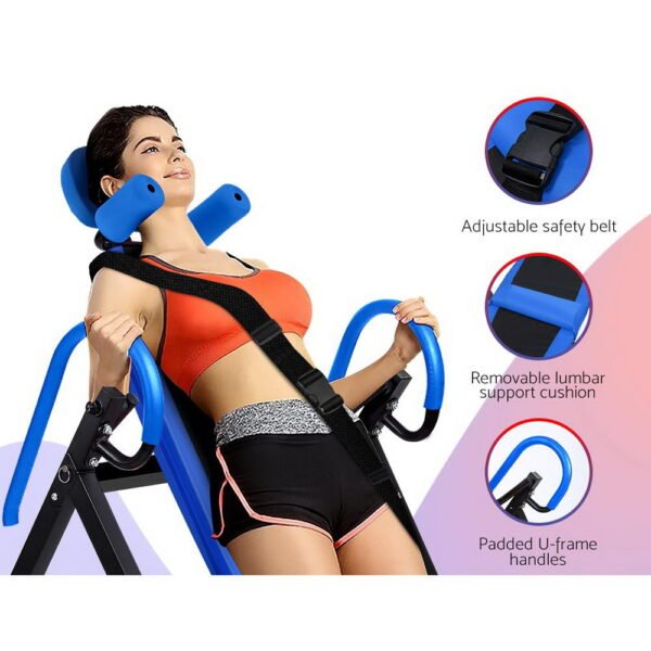 Everfit Inversion Table Gravity Exercise Inverter Back Stretcher Home Gym Blue | Fitness Equipment Store