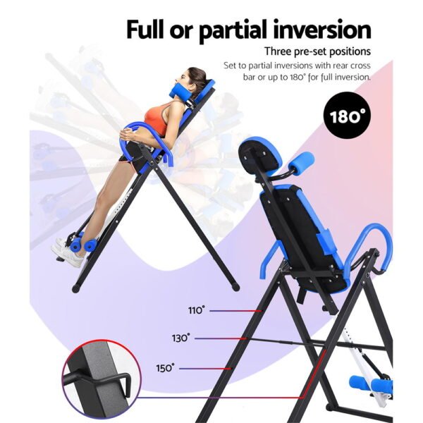 Everfit Inversion Table Gravity Exercise Inverter Back Stretcher Home Gym Blue | Fitness Equipment Store