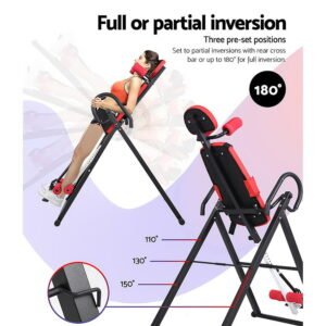 Everfit Inversion Table Gravity Exercise Inverter Back Stretcher Home Gym Red | Fitness Equipment Store