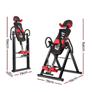 Everfit Inversion Table Gravity Exercise Inverter Back Stretcher Home Gym Black | Fitness Equipment Store
