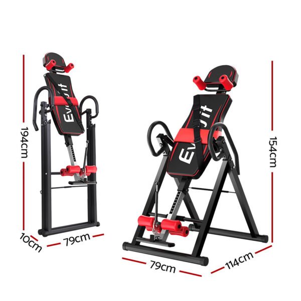 Everfit Inversion Table Gravity Exercise Inverter Back Stretcher Home Gym Black | Fitness Equipment Store