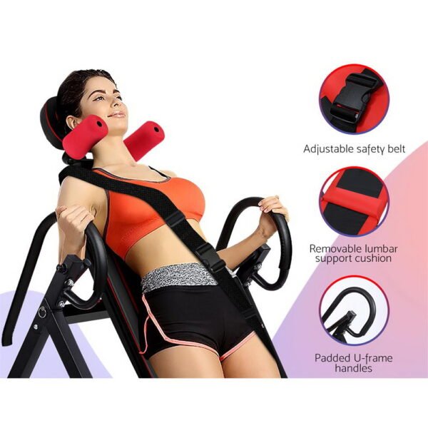 Everfit Inversion Table Gravity Exercise Inverter Back Stretcher Home Gym Black | Fitness Equipment Store