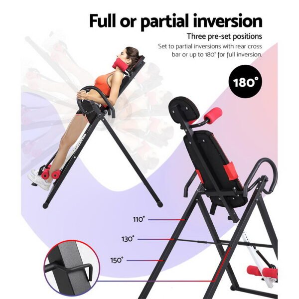 Everfit Inversion Table Gravity Exercise Inverter Back Stretcher Home Gym Black | Fitness Equipment Store