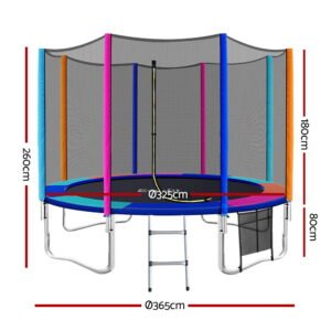 Everfit 12FT Trampoline for Kids w/ Ladder Enclosure Safety Net Pad Gift Round | Fitness Equipment Store