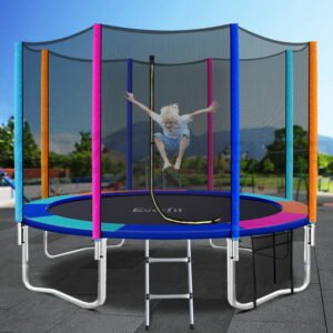 Everfit 12FT Trampoline for Kids w/ Ladder Enclosure Safety Net Pad Gift Round | Fitness Equipment Store