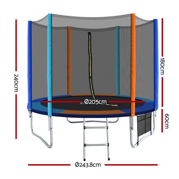 Everfit 8FT Trampoline for Kids w/ Ladder Enclosure Safety Net Pad Gift Round | Fitness Equipment Store