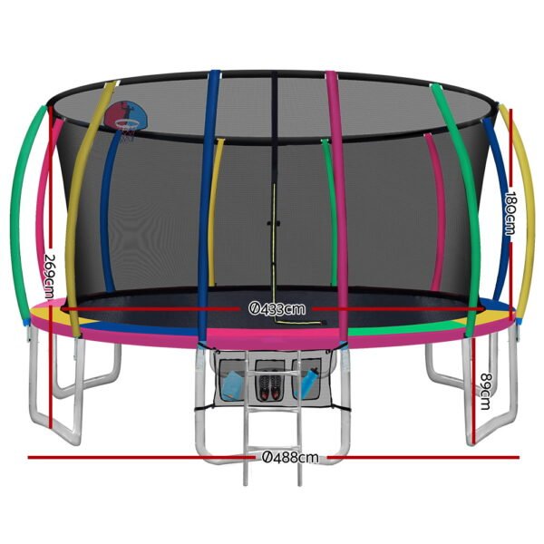 Everfit 16FT Trampoline for Kids w/ Ladder Enclosure Safety Net Rebounder Colors | Fitness Equipment Store