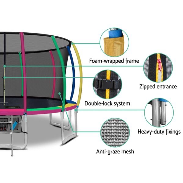 Everfit 16FT Trampoline for Kids w/ Ladder Enclosure Safety Net Rebounder Colors | Fitness Equipment Store