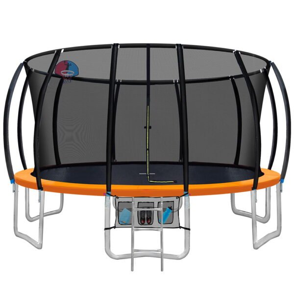 Everfit 16FT Trampoline for Kids w/ Ladder Enclosure Safety Net Rebounder Orange | Fitness Equipment Store