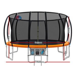 Everfit 16FT Trampoline for Kids w/ Ladder Enclosure Safety Net Rebounder Orange | Fitness Equipment Store