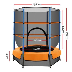 Everfit 4.5FT Trampoline for Kids Trampoline w/ Enclosure Safety Net Rebounder Gift Orange | Fitness Equipment Store