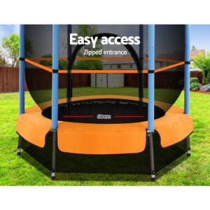 Everfit 4.5FT Trampoline for Kids Trampoline w/ Enclosure Safety Net Rebounder Gift Orange | Fitness Equipment Store