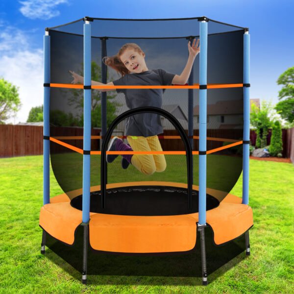Everfit 4.5FT Trampoline for Kids Trampoline w/ Enclosure Safety Net Rebounder Gift Orange | Fitness Equipment Store