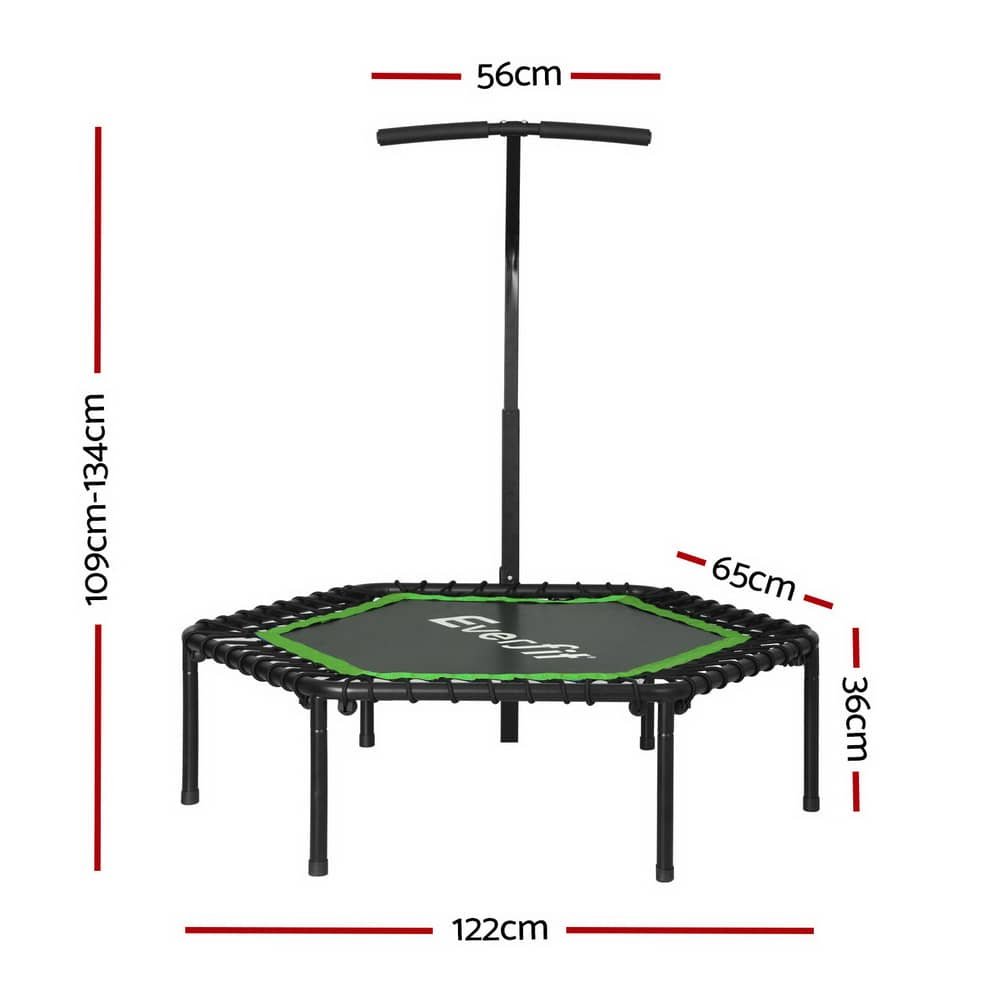 Everfit 48inch Hexagon Fitness Trampoline Rebounder Adjustable Handrail Green 2 Everfit 48inch Hexagon Fitness Trampoline Rebounder Adjustable Handrail Green - Image 2