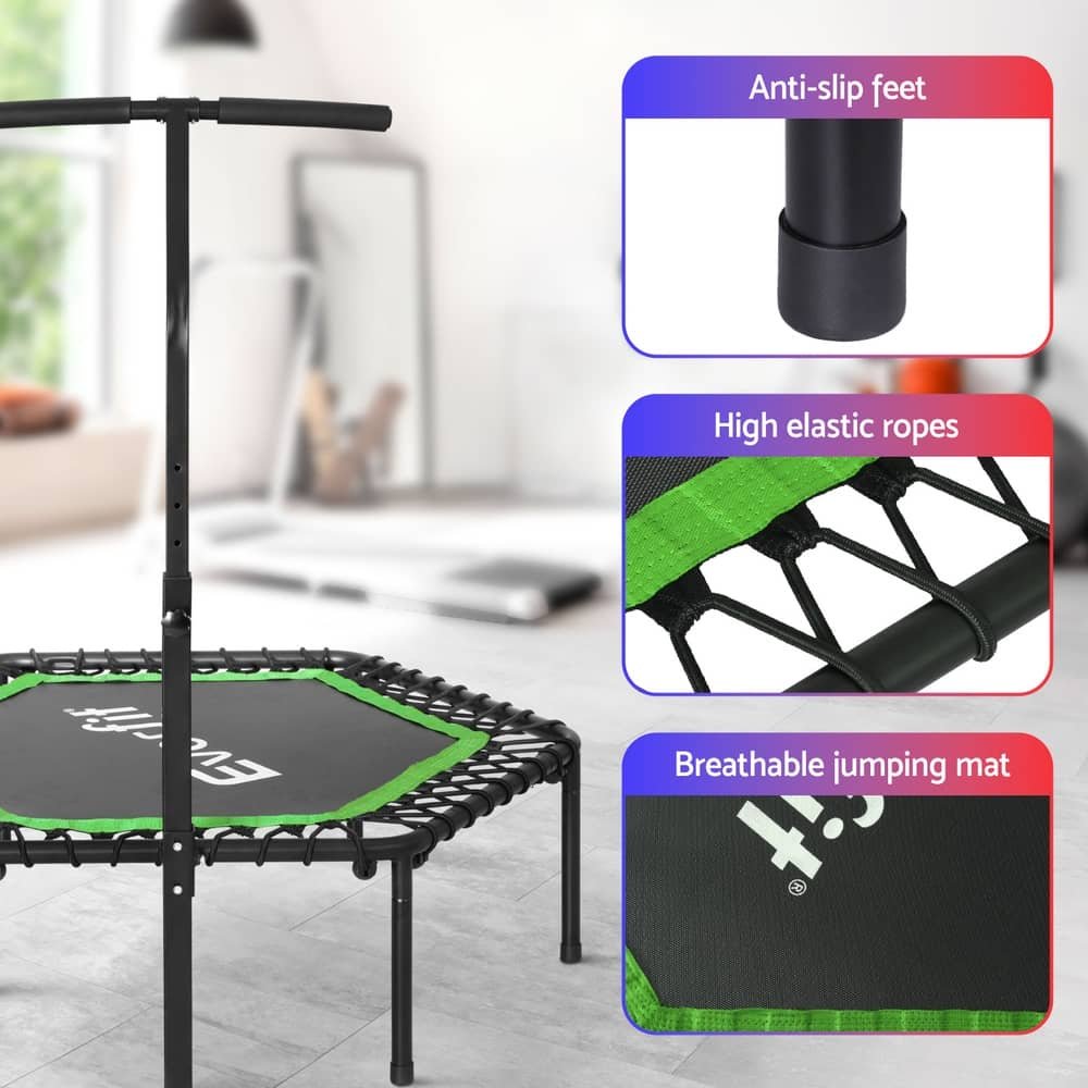 Everfit 48inch Hexagon Fitness Trampoline Rebounder Adjustable Handrail Green 6 Everfit 48inch Hexagon Fitness Trampoline Rebounder Adjustable Handrail Green - Image 6