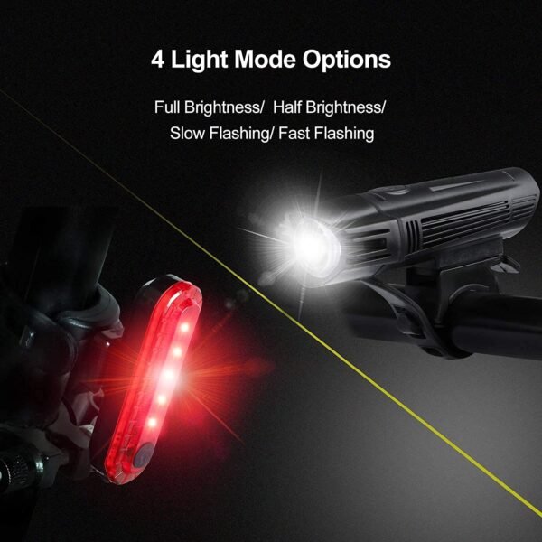 Waterproof Rechargeable LED Bike Lights Set (2000mah Lithium Battery, IPX4, 2 USB Cables) | Fitness Equipment Store
