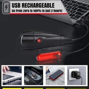 Waterproof Rechargeable LED Bike Lights Set (2000mah Lithium Battery, IPX4, 2 USB Cables) | Fitness Equipment Store