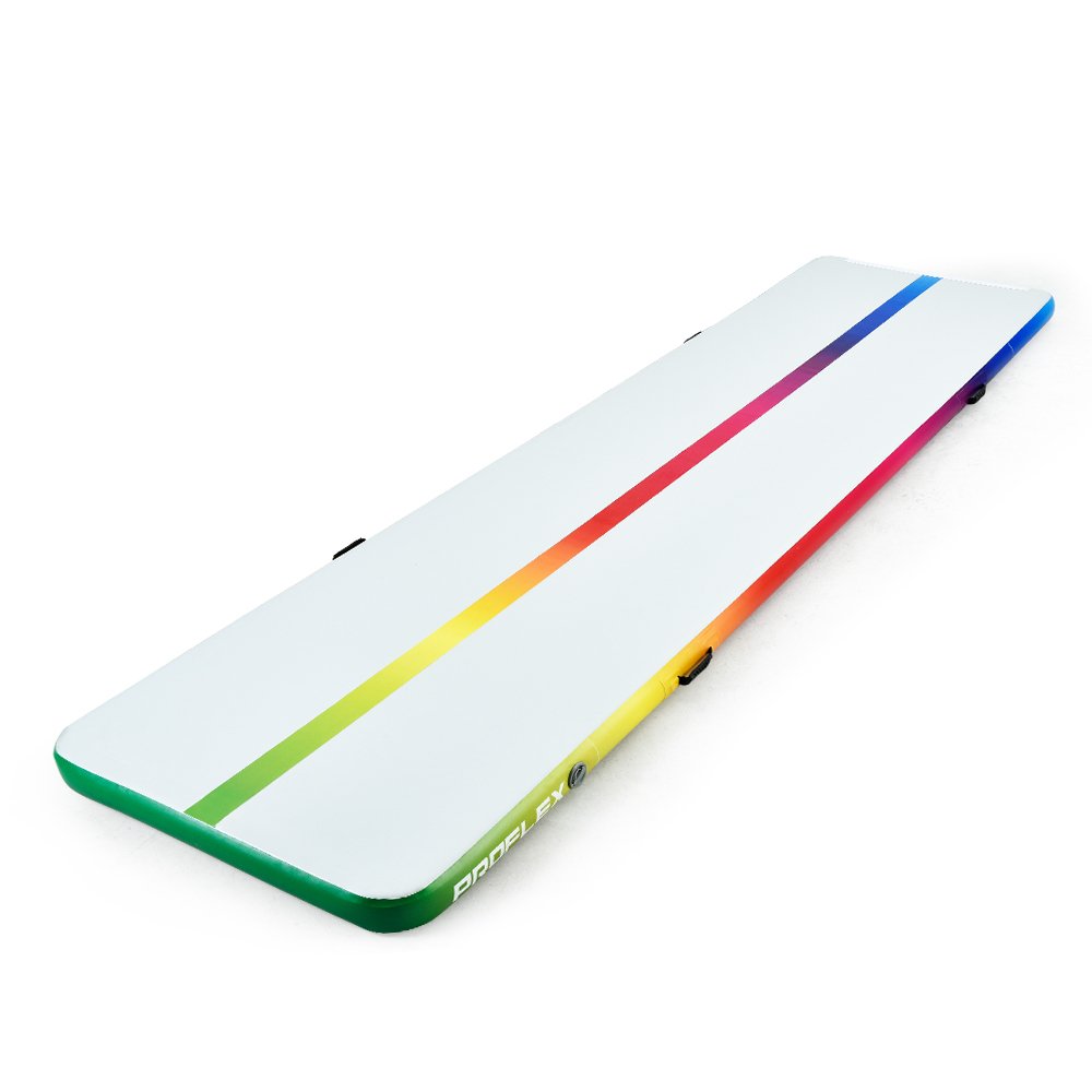 PROFLEX 400x100x10cm Inflatable Air Track Mat Tumbling Gymnastics, Multi-Coloured (No Pump)