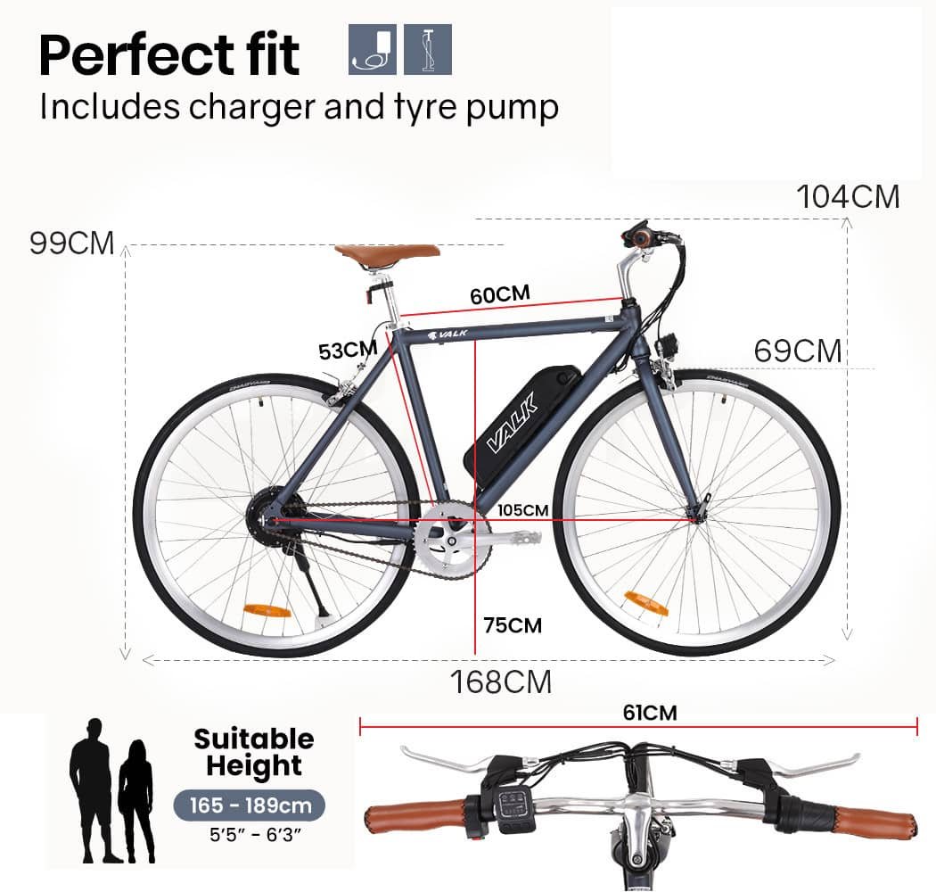 VALK Electric Bike Commuter Bicycle e-bike Lithium Battery eBike Fixed Powered 6 VALK Electric Bike Commuter Bicycle e-bike Lithium Battery eBike Fixed Powered - Image 6