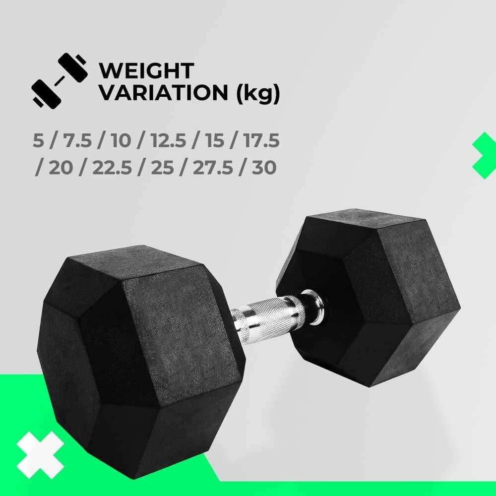 VERPEAK Rubber Hex Dumbbells (10KG x 2) 4 VERPEAK Rubber Hex Dumbbells (10KG x 2) - Image 4